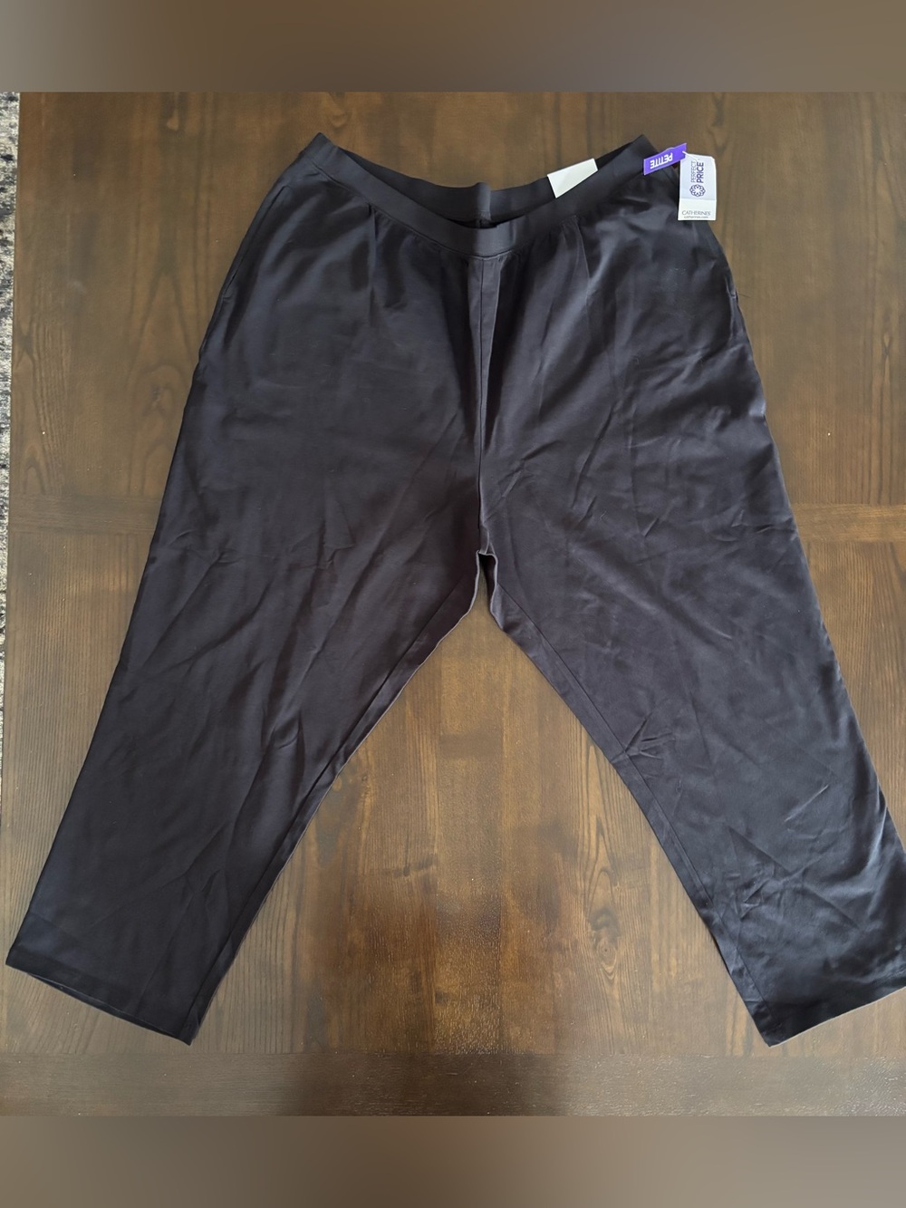 New Catherines 2X Petite Pants Suprema Collection Women Black Knit Pullon Plus